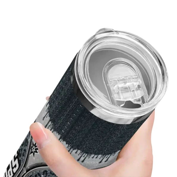 custom san antonio spurs sparkle drip silver skinny tumbler high quality.webp