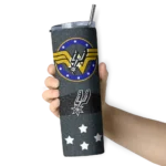 custom san antonio spurs star cluster silver skinny tumbler best selling 1.webp