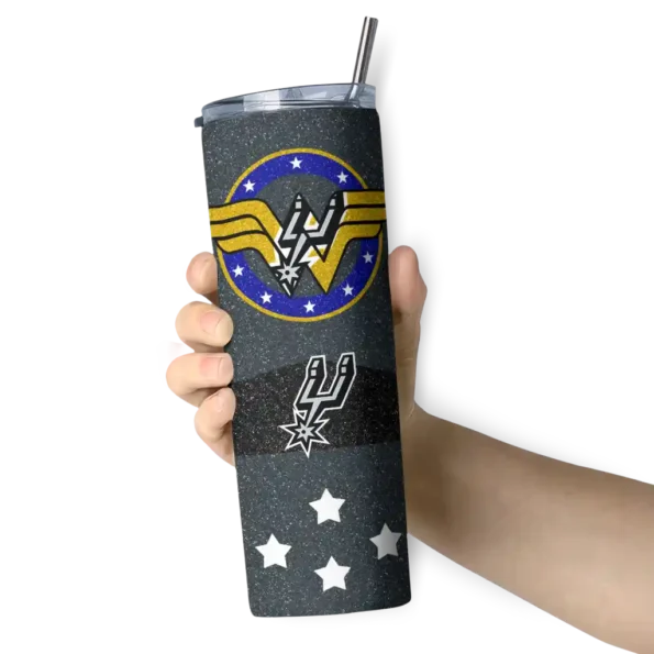custom san antonio spurs star cluster silver skinny tumbler premium grade.webp