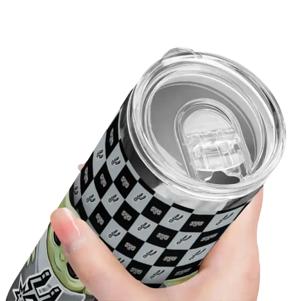 custom san antonio spurs yoda cozy silver black skinny tumbler high quality.webp
