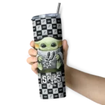 custom san antonio spurs yoda cozy silver black skinny tumbler best selling 1.webp
