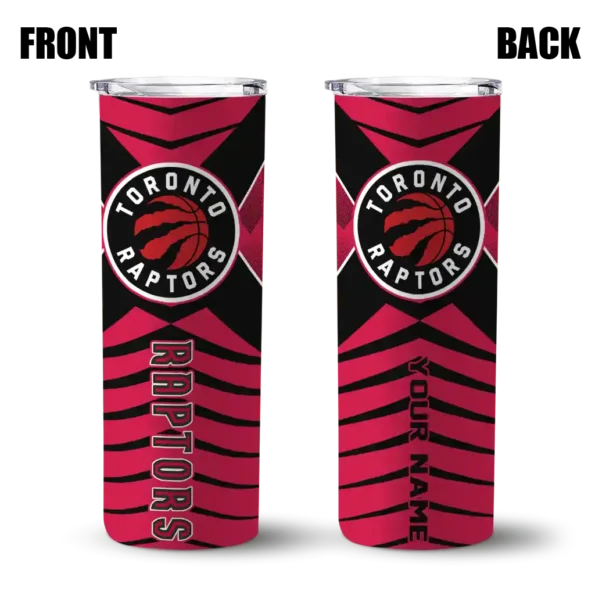custom toronto raptors camo texture red skinny tumbler fashion forward.webp
