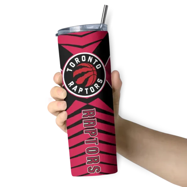 custom toronto raptors camo texture red skinny tumbler premium grade.webp