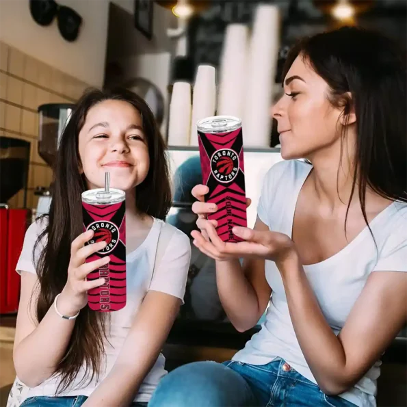 custom toronto raptors camo texture red skinny tumbler trendy.webp