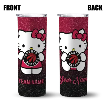 custom toronto raptors hello kitty red black skinny tumbler fashion forward.webp