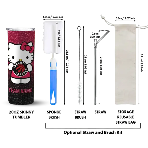 custom toronto raptors hello kitty red black skinny tumbler new arrival.webp