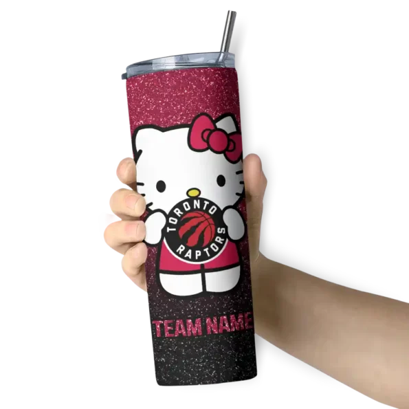 custom toronto raptors hello kitty red black skinny tumbler premium grade.webp