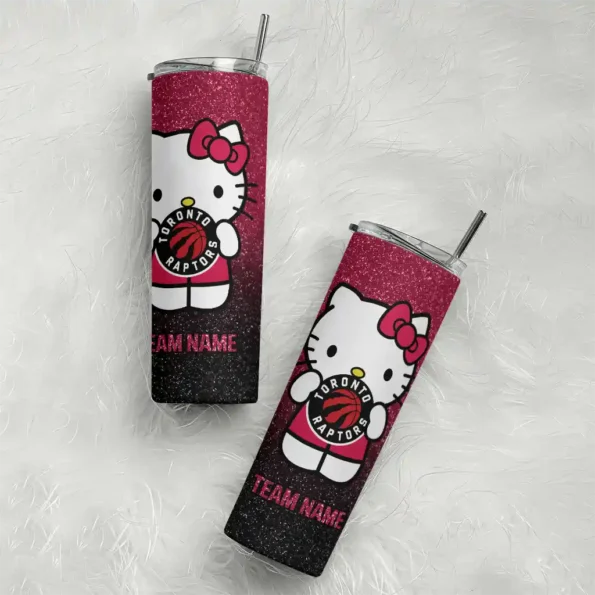 custom toronto raptors hello kitty red black skinny tumbler top rated.webp