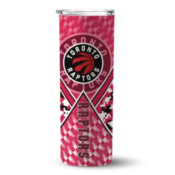 custom toronto raptors monogram burst red white skinny tumbler best selling 1.webp