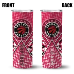 custom toronto raptors monogram burst red white skinny tumbler best selling 1.webp
