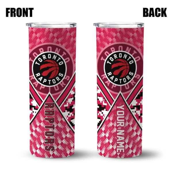 custom toronto raptors monogram burst red white skinny tumbler fashion forward.webp
