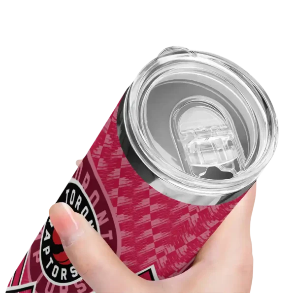 custom toronto raptors monogram burst red white skinny tumbler high quality.webp