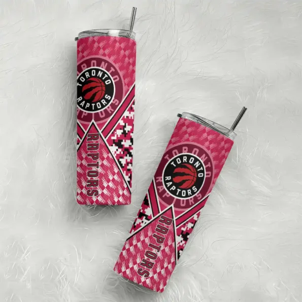 custom toronto raptors monogram burst red white skinny tumbler top rated.webp