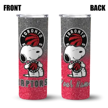 custom toronto raptors snoopy attitude red skinny tumbler fashion forward.webp
