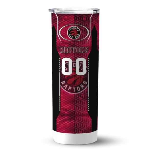 custom toronto raptors stacked diamond red skinny tumbler best selling 1.webp