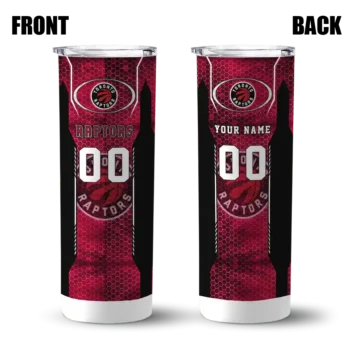 custom toronto raptors stacked diamond red skinny tumbler fashion forward.webp