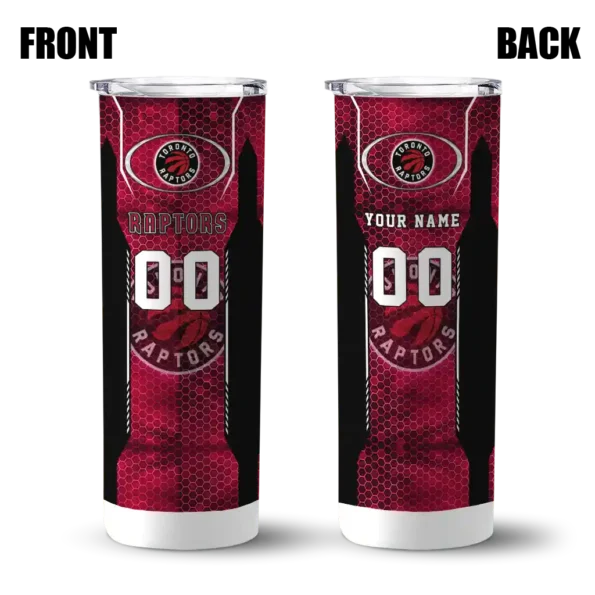 custom toronto raptors stacked diamond red skinny tumbler fashion forward.webp