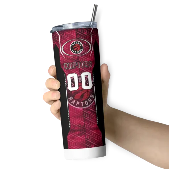 custom toronto raptors stacked diamond red skinny tumbler premium grade.webp