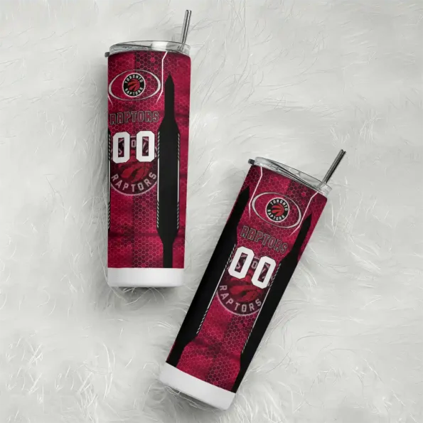 custom toronto raptors stacked diamond red skinny tumbler top rated.webp