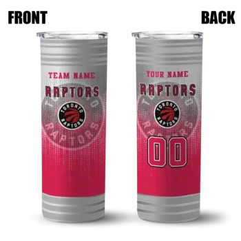 custom toronto raptors swirl texture red skinny tumbler fashion forward.webp
