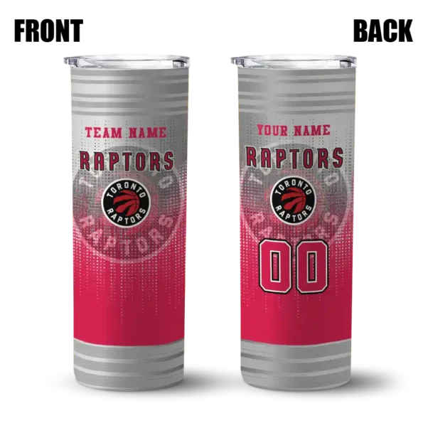 custom toronto raptors swirl texture red skinny tumbler fashion forward.webp