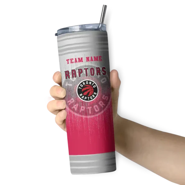 custom toronto raptors swirl texture red skinny tumbler premium grade.webp