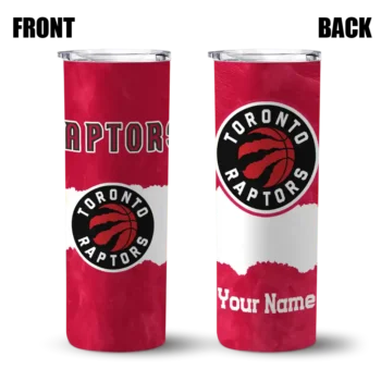 custom toronto raptors torn band red white skinny tumbler fashion forward.webp