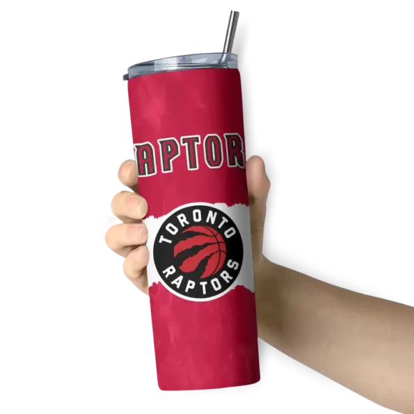 custom toronto raptors torn band red white skinny tumbler premium grade.webp