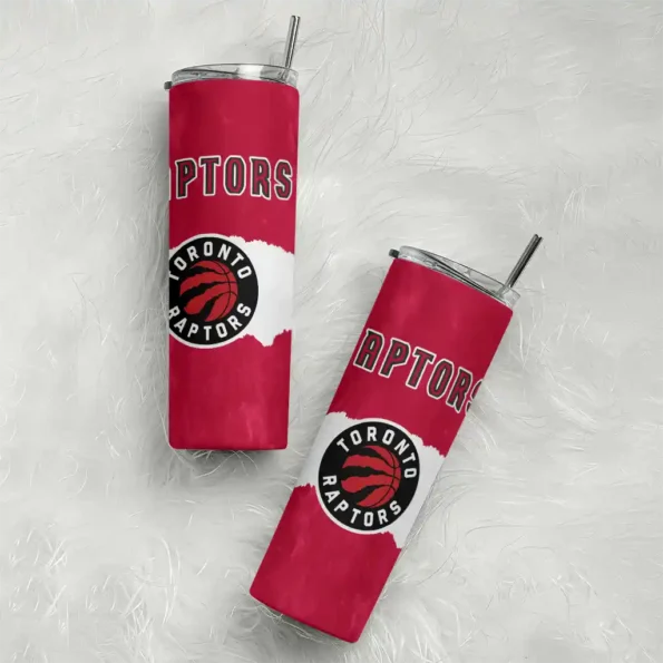 custom toronto raptors torn band red white skinny tumbler top rated.webp