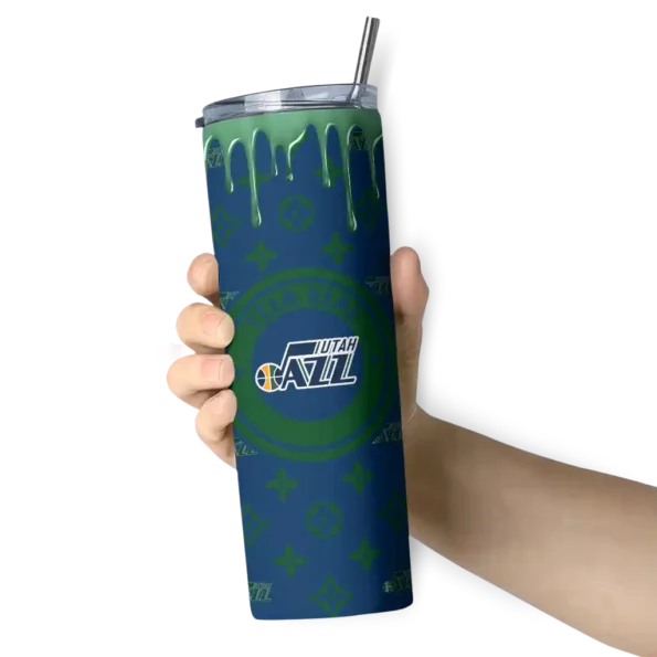 custom utah jazz camo streak navy skinny tumbler premium grade.webp