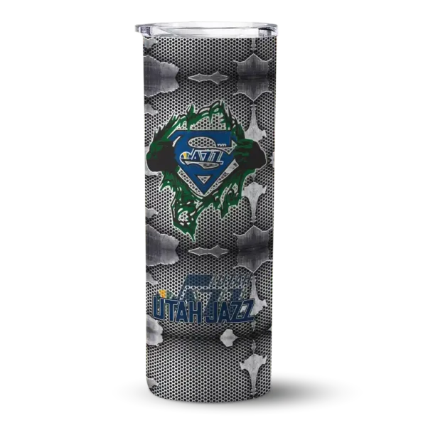 custom utah jazz chevron v navy gray skinny tumbler best selling 1.webp
