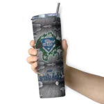 custom utah jazz chevron v navy gray skinny tumbler best selling 1.webp