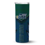 custom utah jazz spiral burst print navy skinny tumbler best selling 1.webp