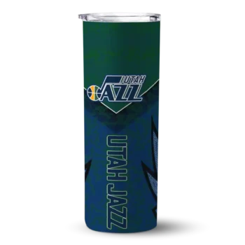 custom utah jazz spiral burst print navy skinny tumbler best selling 1.webp