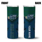 custom utah jazz spiral burst print navy skinny tumbler best selling 1.webp