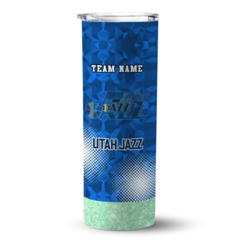 custom utah jazz starburst tiles navy skinny tumbler best selling 1.webp