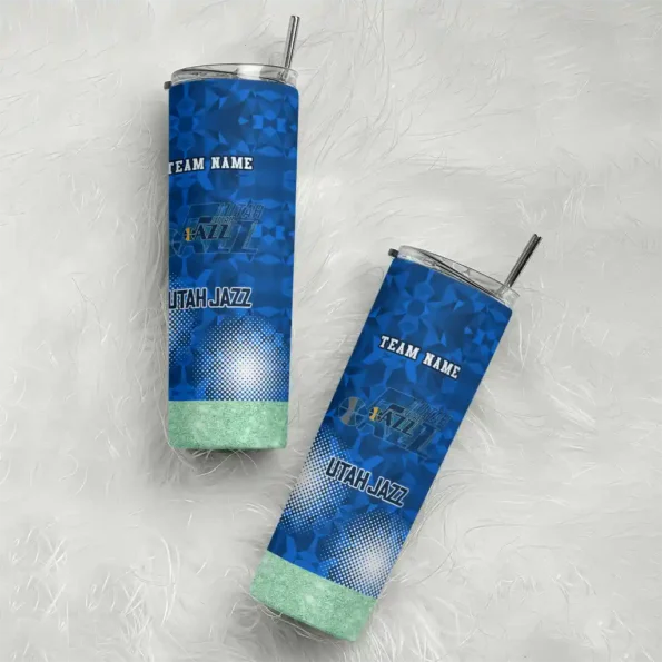custom utah jazz starburst tiles navy skinny tumbler top rated.webp