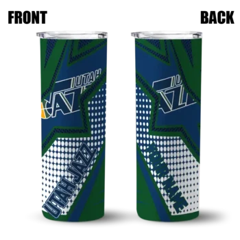 custom utah jazz web stripes navy white skinny tumbler fashion forward.webp