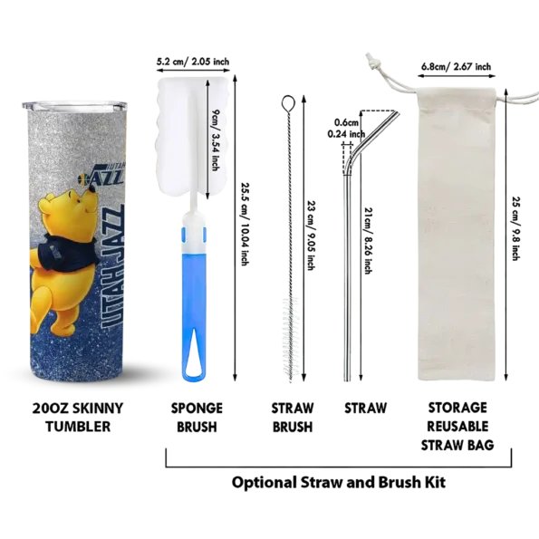 custom utah jazz winnie the pooh navy gray skinny tumbler new arrival.webp
