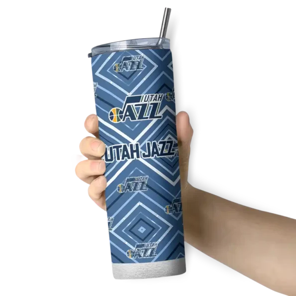 custom utah jazz zipper leopard navy skinny tumbler premium grade.webp