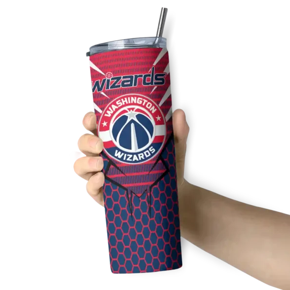custom washington wizards chevron stripes blue skinny tumbler premium grade.webp