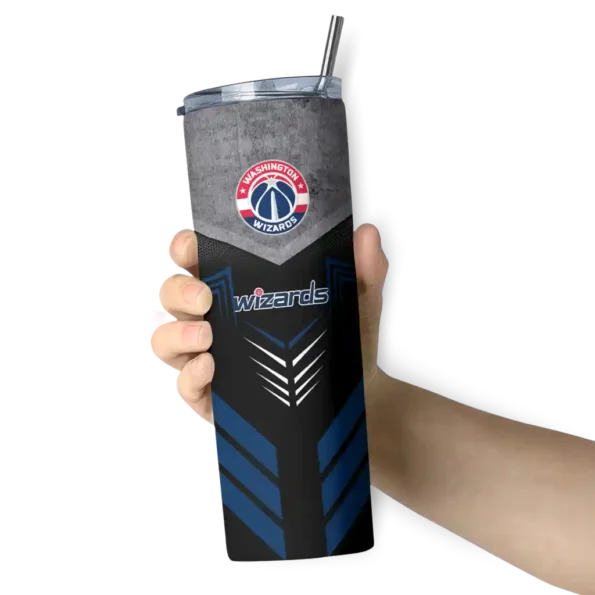 custom washington wizards hexagon honeycomb blue black skinny tumbler premium grade.webp