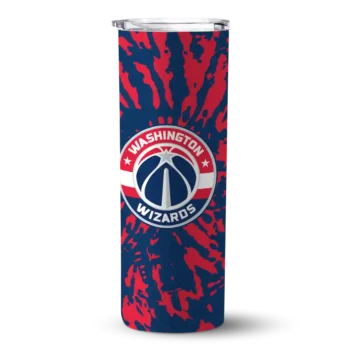 custom washington wizards metallic grid blue skinny tumbler best selling 1.webp
