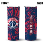 custom washington wizards metallic grid blue skinny tumbler best selling 1.webp
