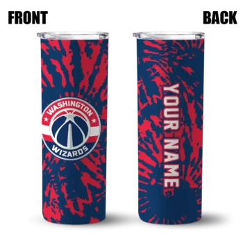 custom washington wizards metallic grid blue skinny tumbler fashion forward.webp