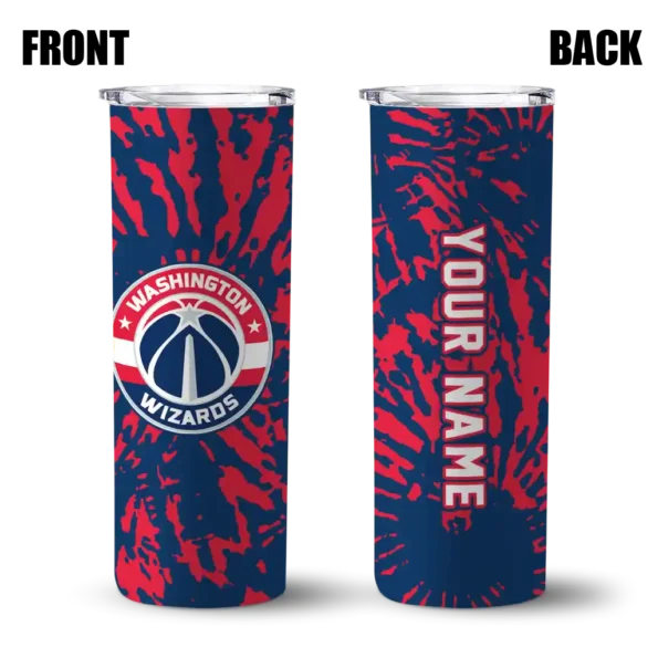 custom washington wizards metallic grid blue skinny tumbler fashion forward.webp