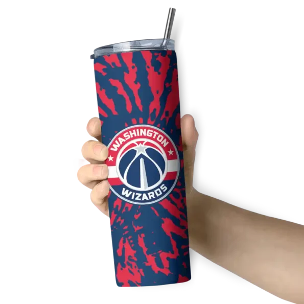 custom washington wizards metallic grid blue skinny tumbler premium grade.webp