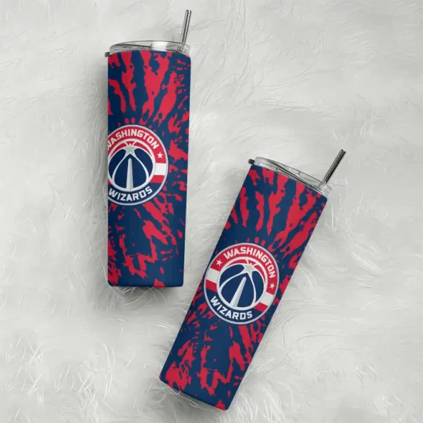 custom washington wizards metallic grid blue skinny tumbler top rated.webp