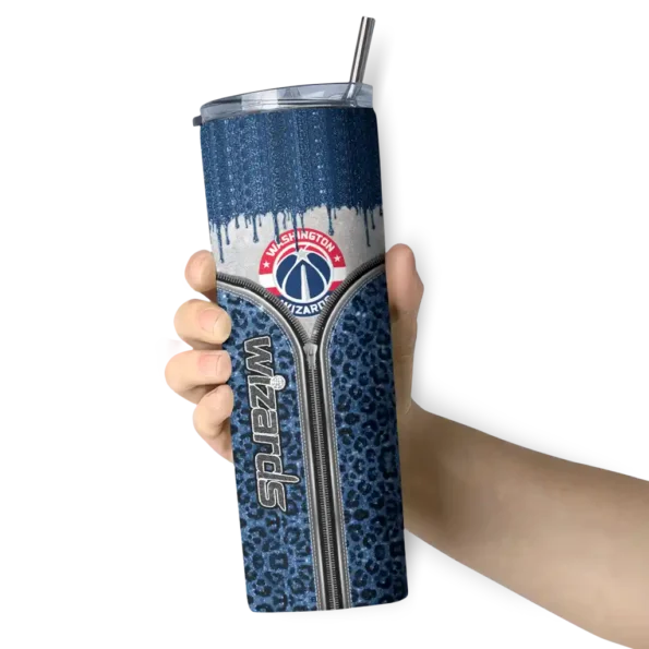 custom washington wizards sparkle drip blue skinny tumbler premium grade.webp