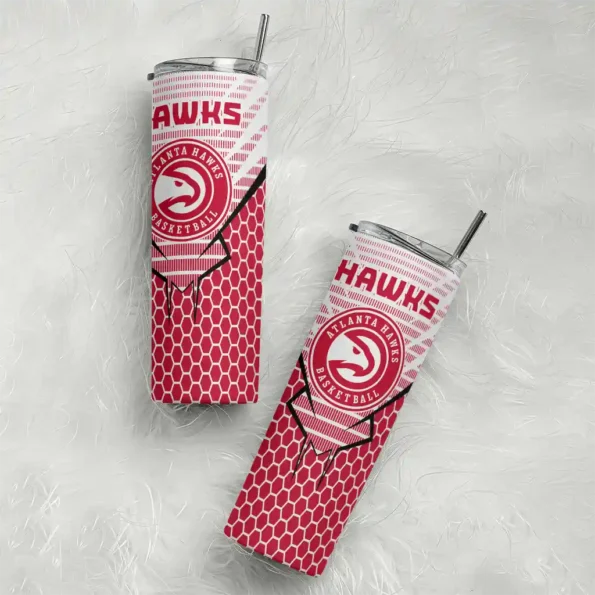 customized atlanta hawks chevron stripes red skinny tumbler top rated.webp